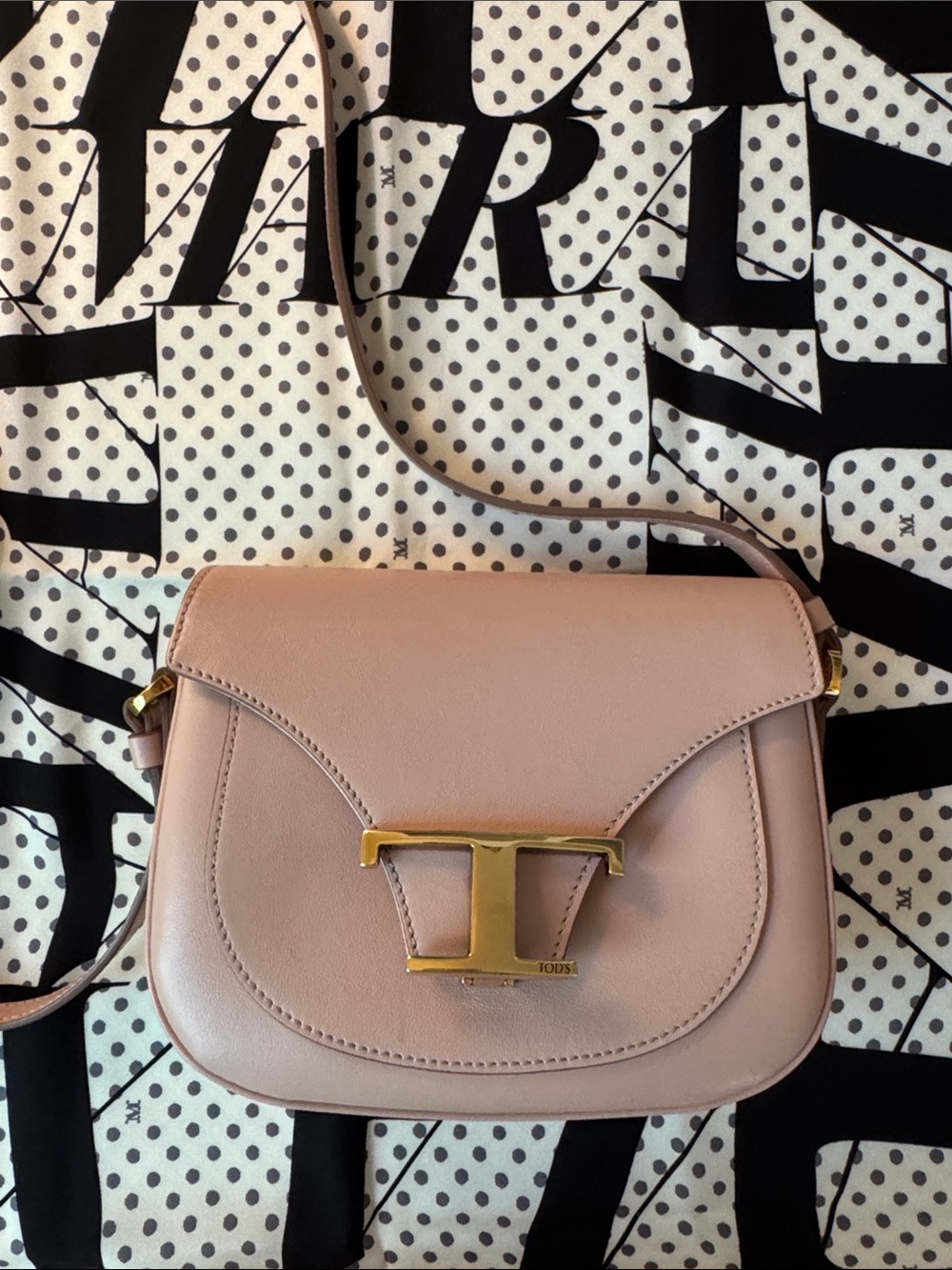 Tod's Blush Pink Leather T-Buckle Mini Crossbody